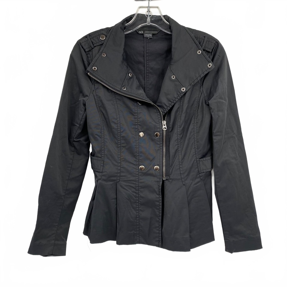 Armani Exchange Black Cotton Blend Bomber Jacket | Women’s Size S
